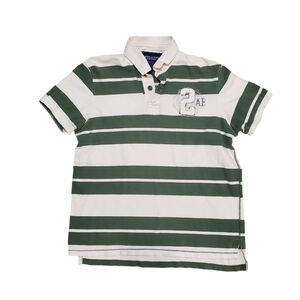 American Eagle‎ Men's White Green Stripe Retro Polo Shirt Size Large